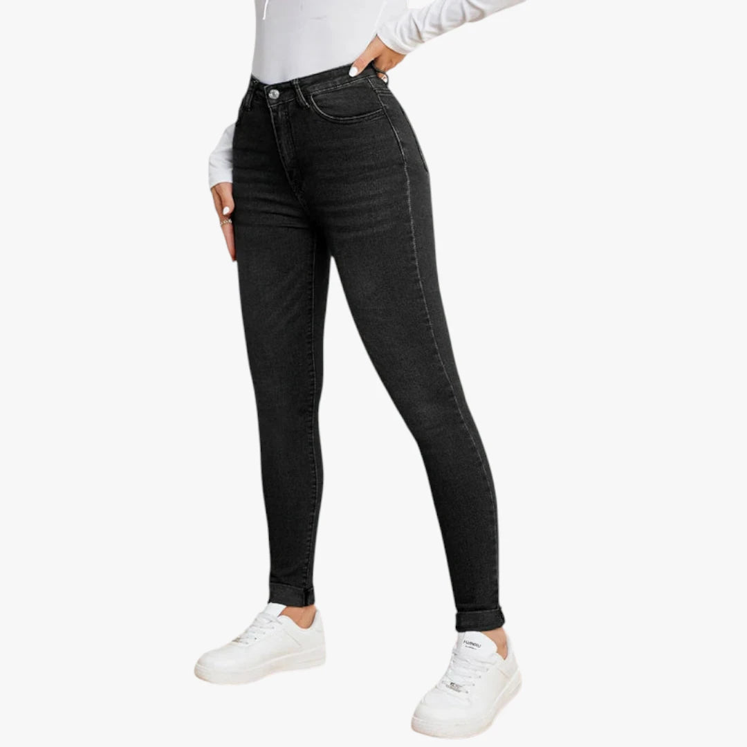 Miles & Luna Jeans – Slim Fit with High Waist, Stretch Denim and Zip Closure