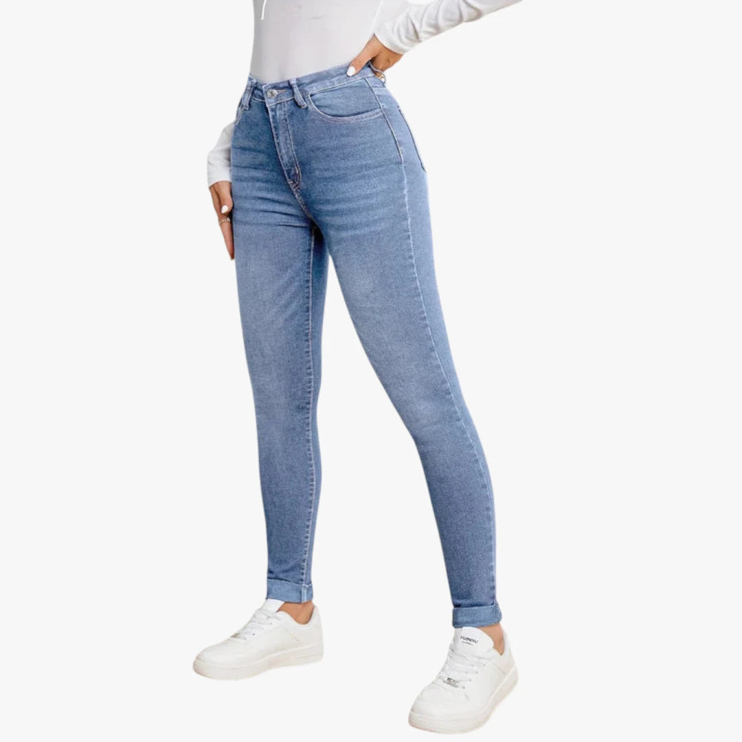 Miles & Luna Jeans – Slim Fit with High Waist, Stretch Denim and Zip Closure