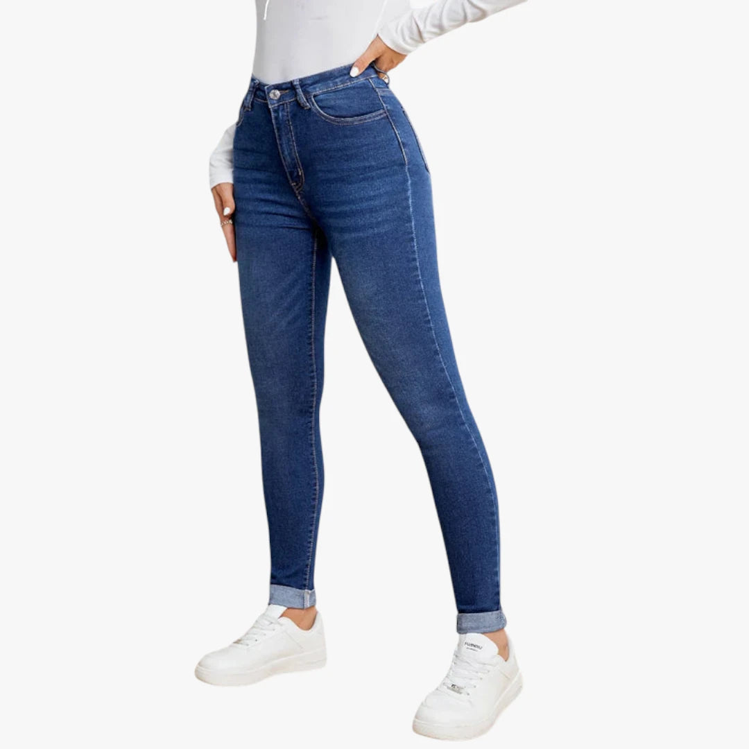 Miles & Luna Jeans – Slim Fit with High Waist, Stretch Denim and Zip Closure