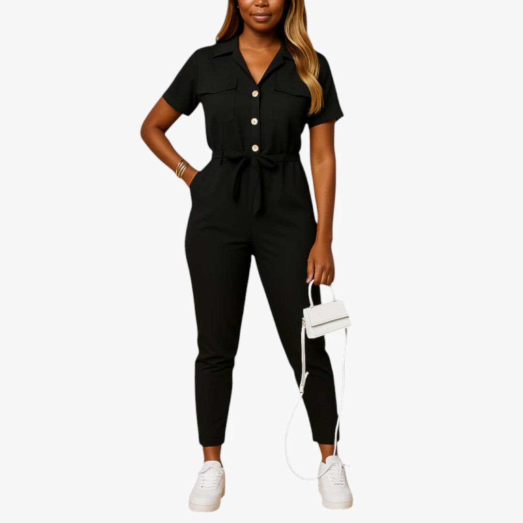 Miles & Luna Jumpsuit – Collar & Tie Belt for a Comfortable and Neat Look