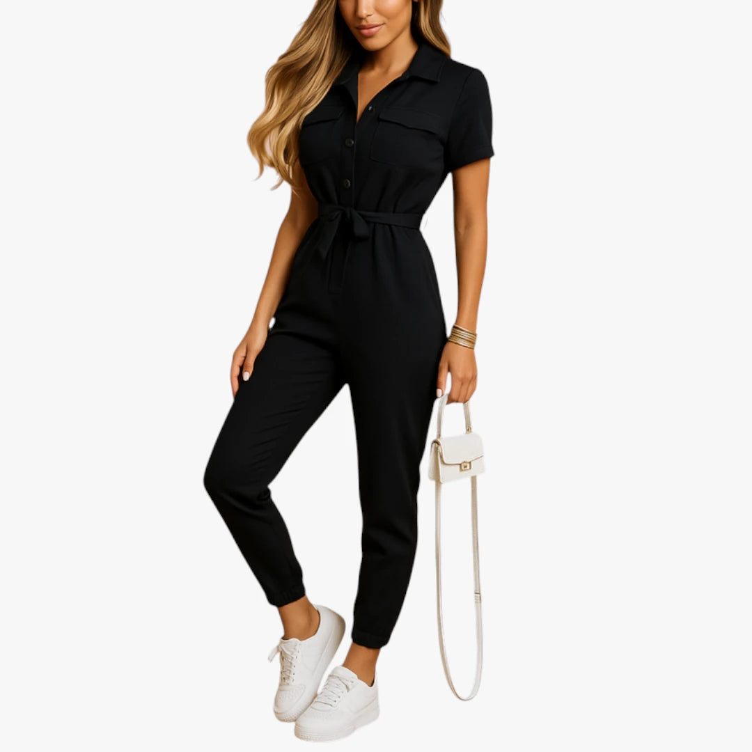 Miles & Luna Jumpsuit – Collar & Tie Belt for a Comfortable and Neat Look