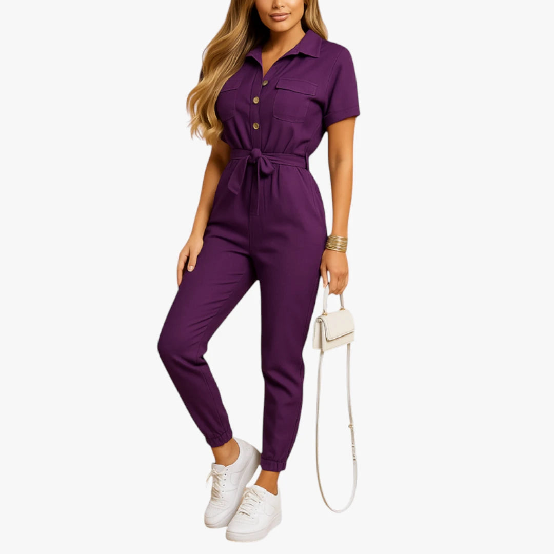 Miles & Luna Jumpsuit – Collar & Tie Belt for a Comfortable and Neat Look