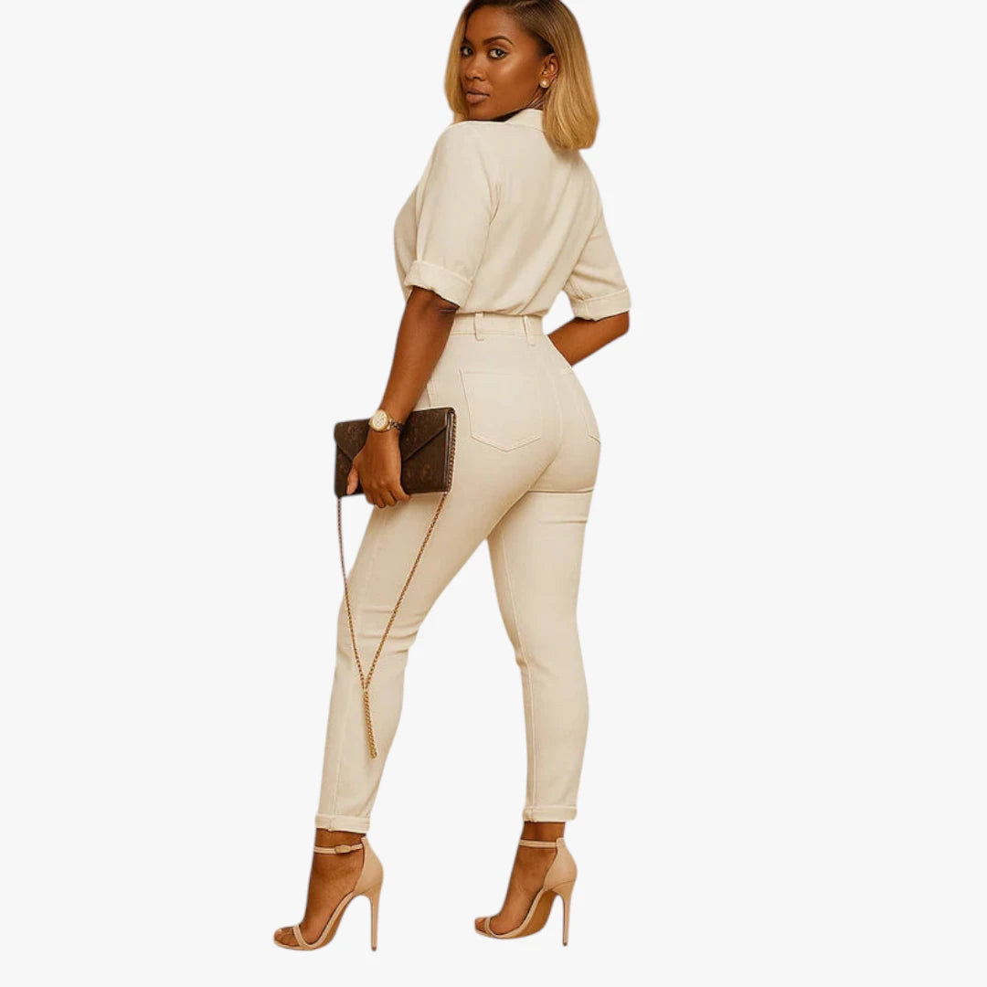 Miles & Luna Jumpsuit – Lapel Collar & High Waist