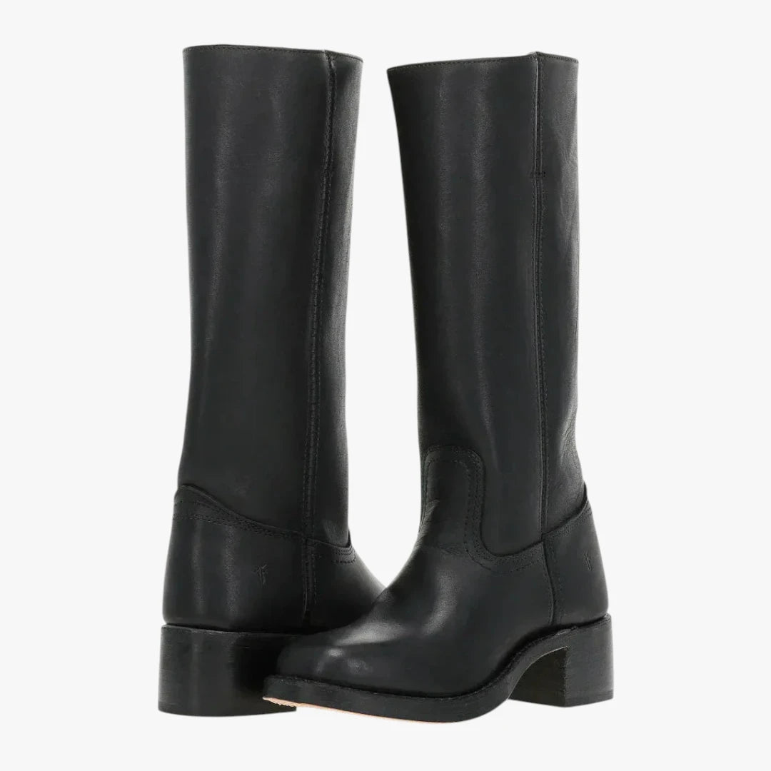 Miles & Luna Knee High Boots with Square Toe and Block Heel Timeless Chic for Women