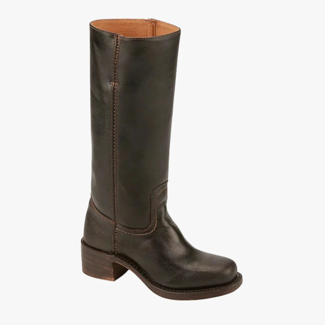 Miles & Luna Knee High Boots with Square Toe and Block Heel Timeless Chic for Women