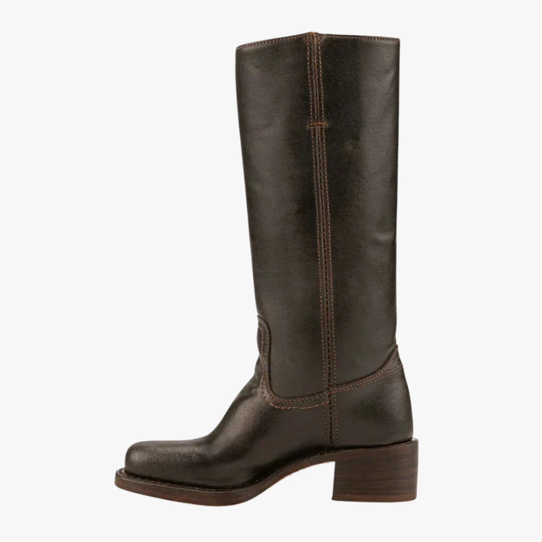 Miles & Luna Knee High Boots with Square Toe and Block Heel Timeless Chic for Women
