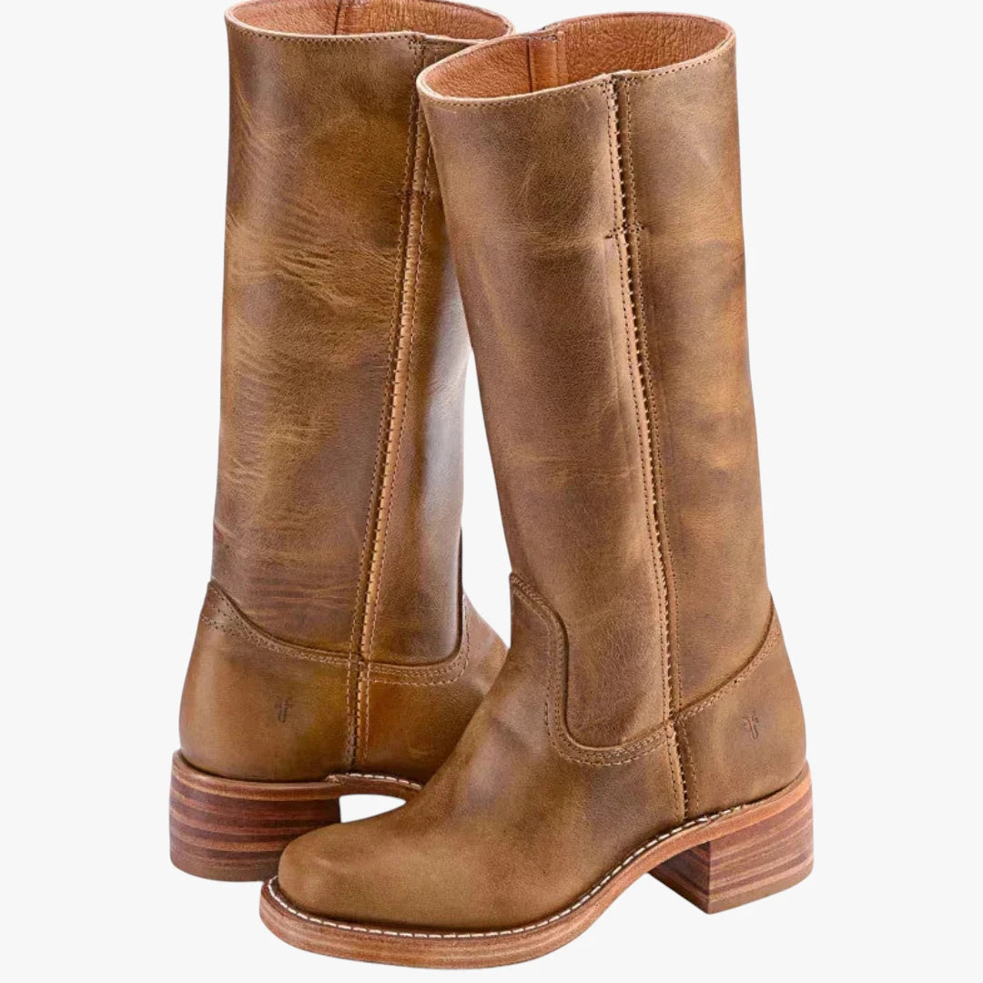 Miles & Luna Knee High Boots with Square Toe and Block Heel Timeless Chic for Women