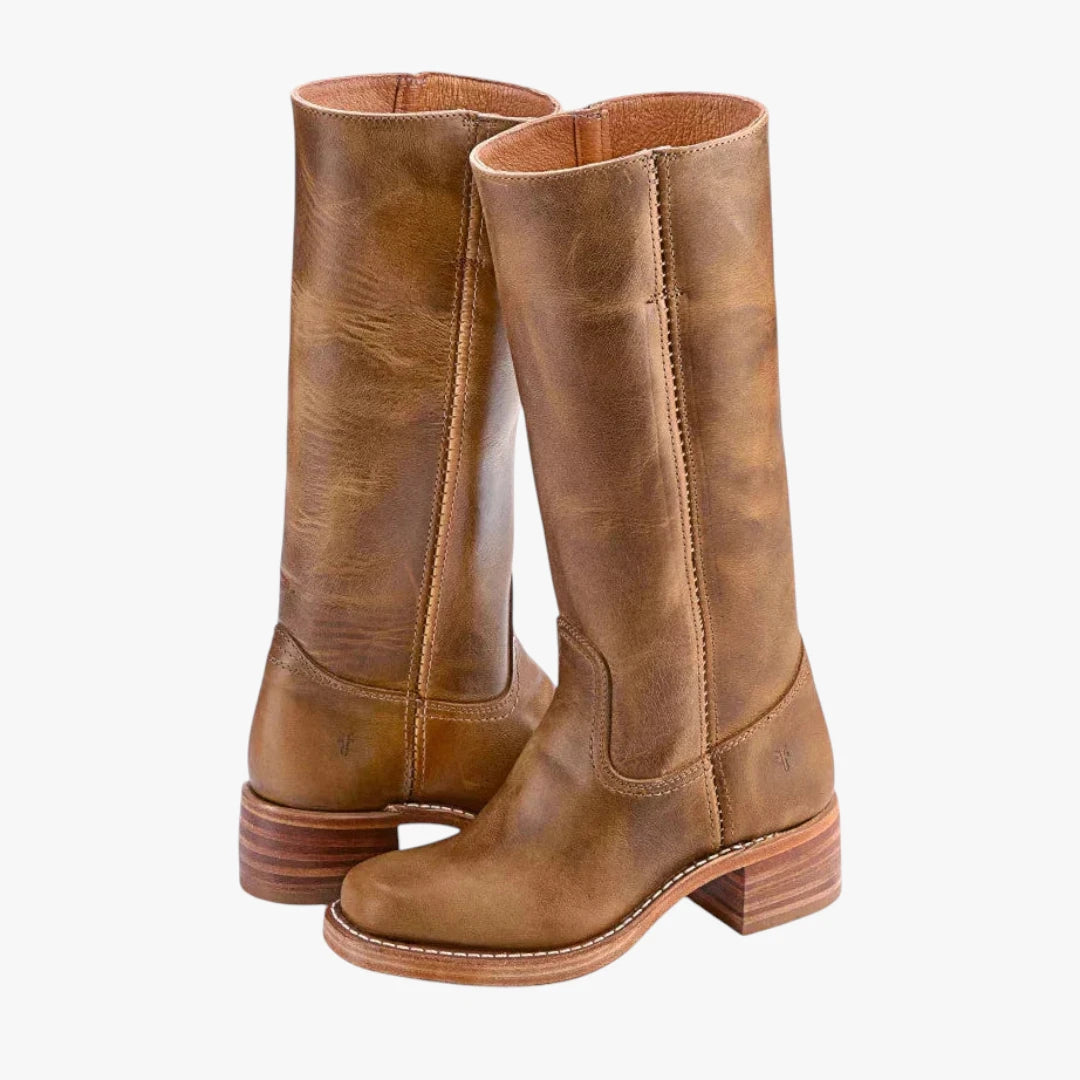 Miles & Luna Knee High Boots with Square Toe and Block Heel Timeless Chic for Women