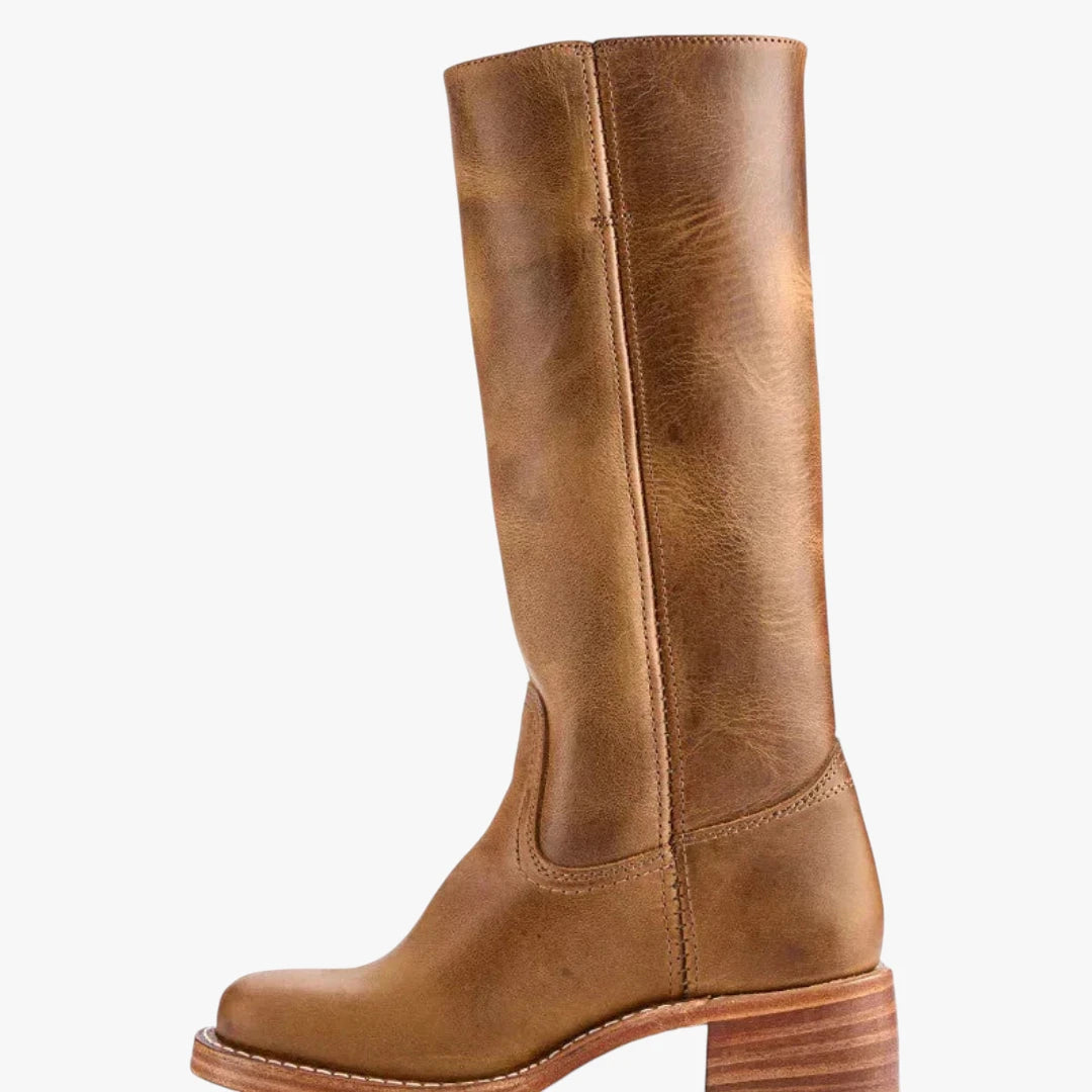 Miles & Luna Knee High Boots with Square Toe and Block Heel Timeless Chic for Women