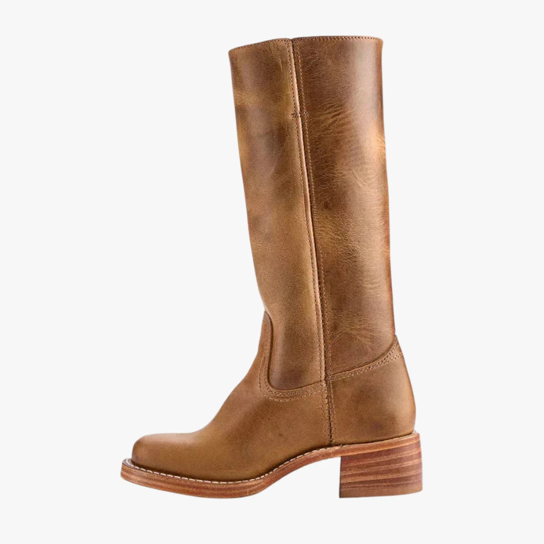 Miles & Luna Knee High Boots with Square Toe and Block Heel Timeless Chic for Women
