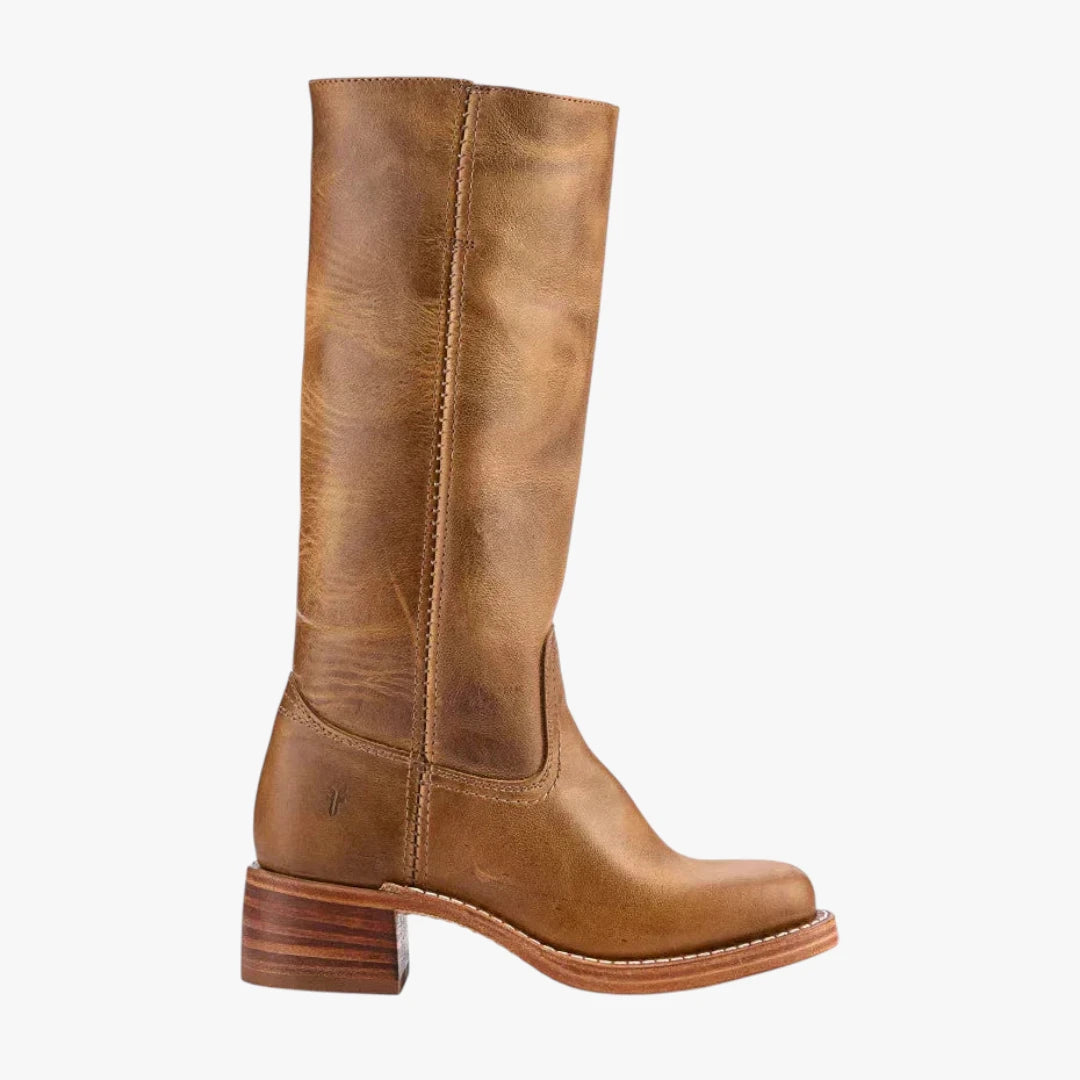 Miles & Luna Knee High Boots with Square Toe and Block Heel Timeless Chic for Women