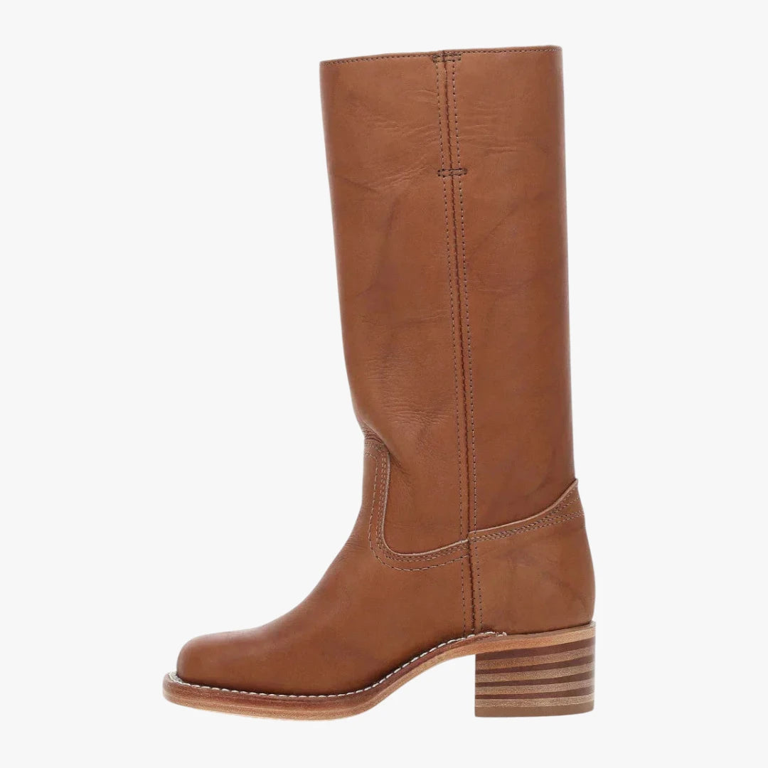 Miles & Luna Knee High Boots with Square Toe and Block Heel Timeless Chic for Women
