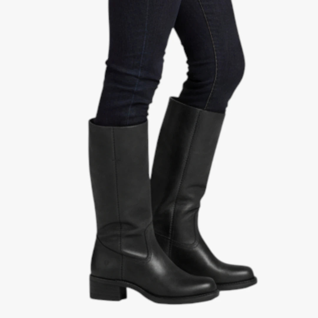 Miles & Luna Knee High Boots with Square Toe and Block Heel Timeless Chic for Women