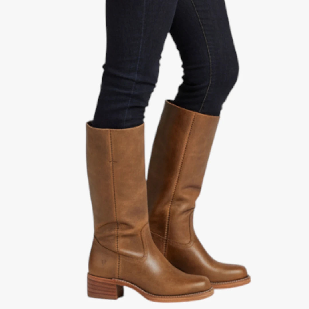 Miles & Luna Knee High Boots with Square Toe and Block Heel Timeless Chic for Women