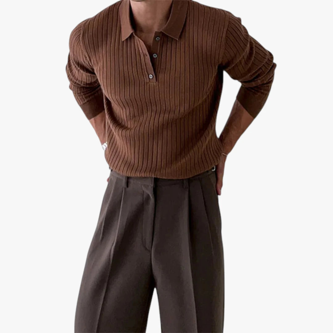 Miles & Luna Knit Polo Shirt with Buttoned Collar Old Money Timeless Style for Men