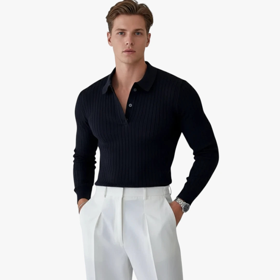 Miles & Luna Knit Polo Shirt with Buttoned Collar Old Money Timeless Style for Men
