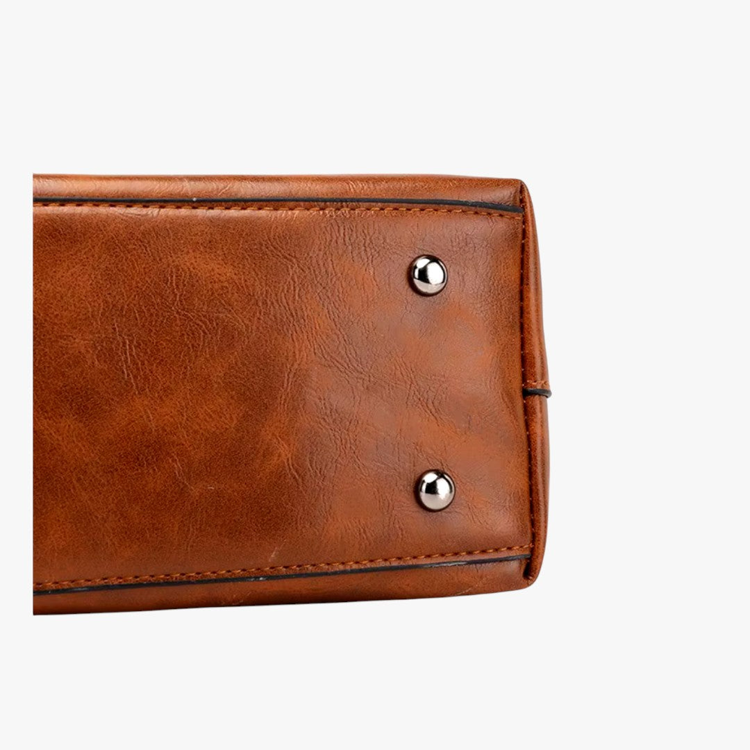 Miles & Luna Leather Handbag Multi-Pocket Shoulder Bag Vintage Style for Women