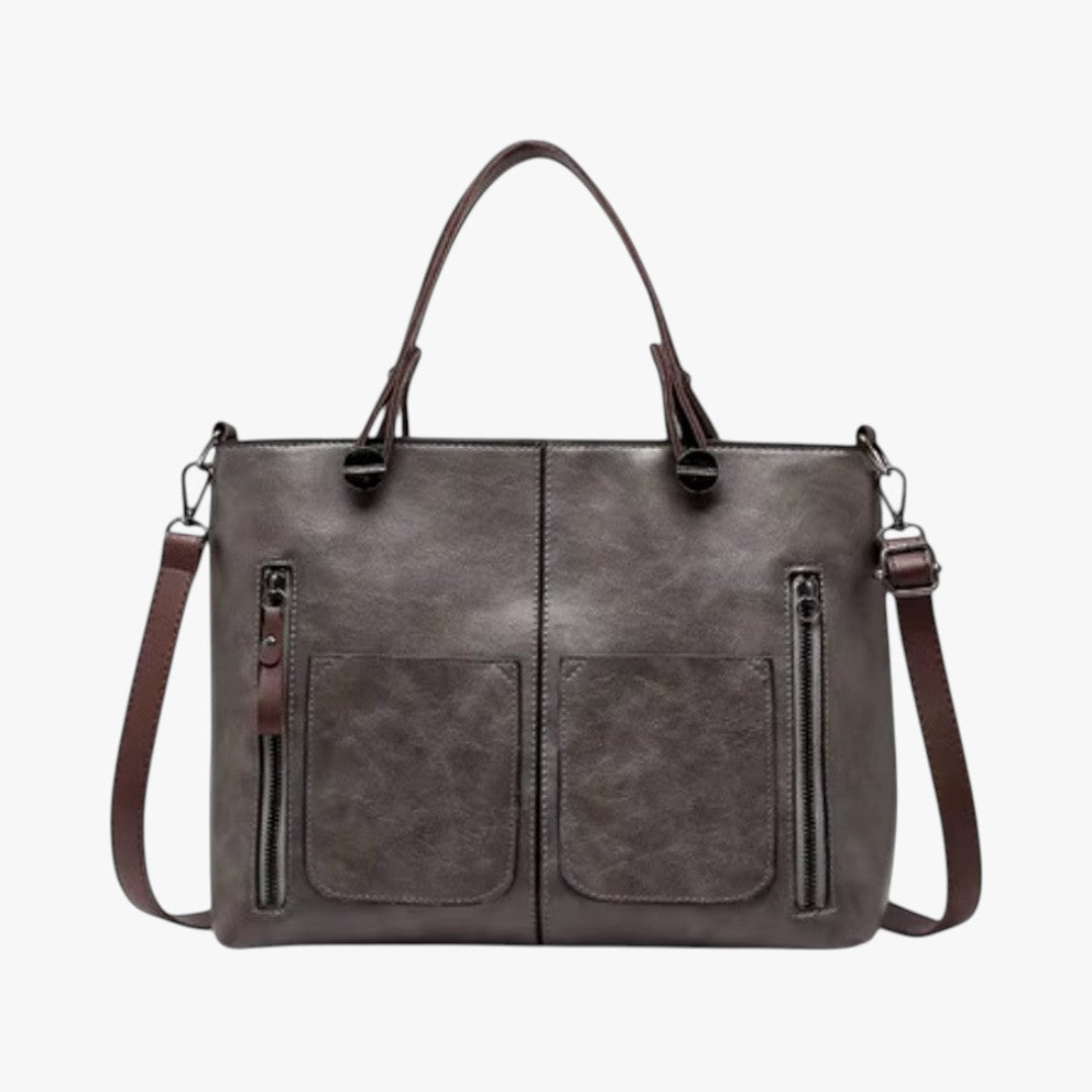 Miles & Luna Leather Handbag Multi-Pocket Shoulder Bag Vintage Style for Women