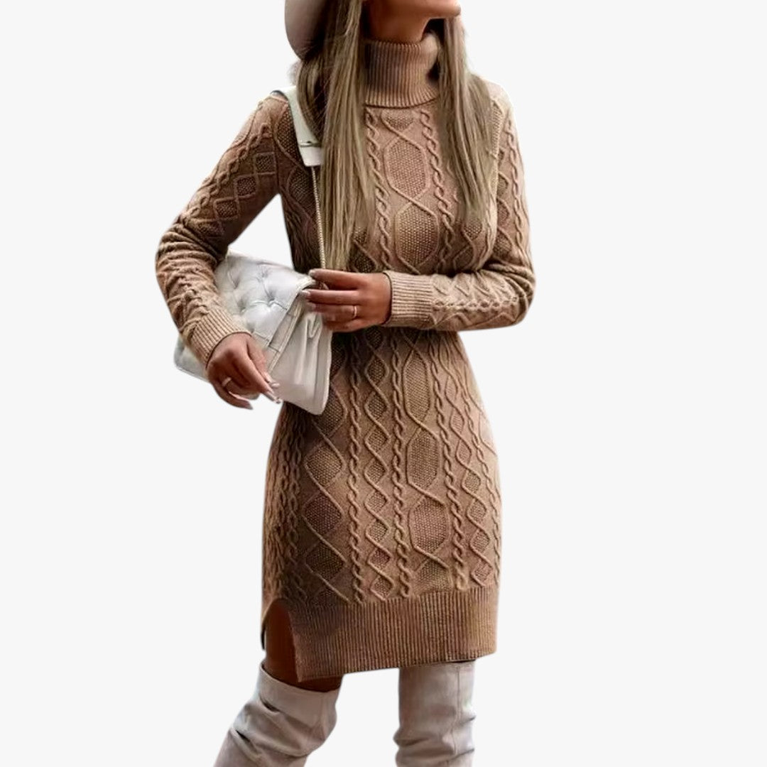 Miles & Luna Long Knitted Turtleneck Jumper Maxi Dress