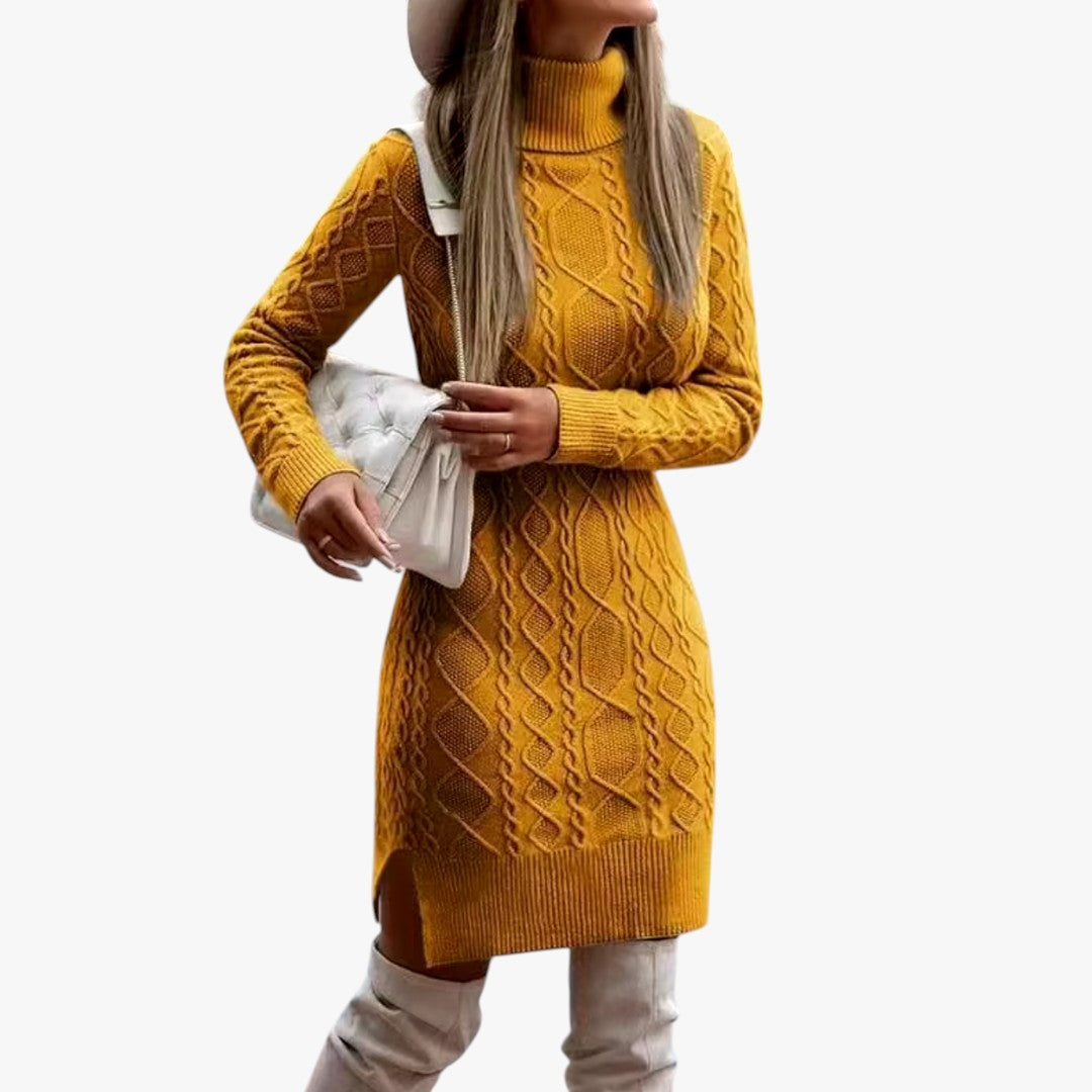 Miles & Luna Long Knitted Turtleneck Jumper Maxi Dress
