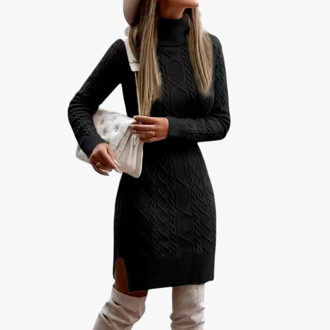 Miles & Luna Long Knitted Turtleneck Jumper Maxi Dress