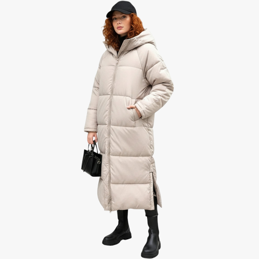 Miles & Luna Long Puffer Winter Coat with Warm Insulation and Trendy Design for Women