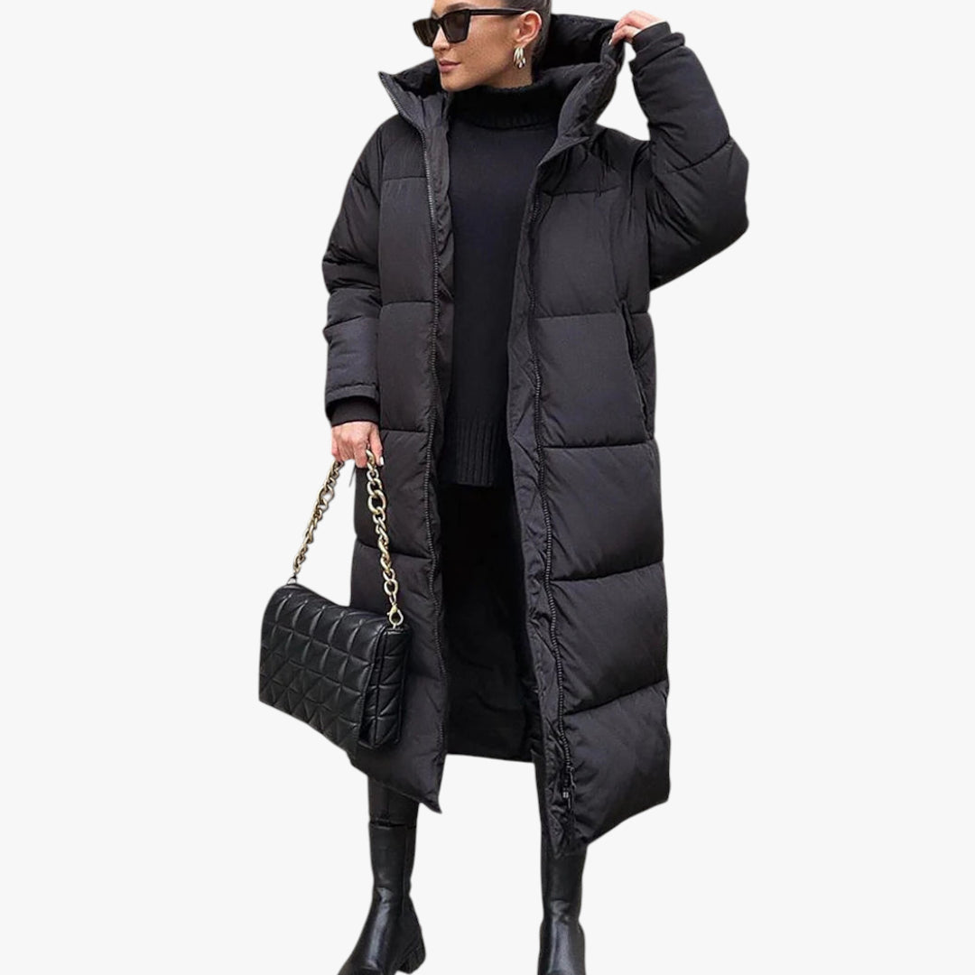 Miles & Luna Long Puffer Winter Coat with Warm Insulation and Trendy Design for Women