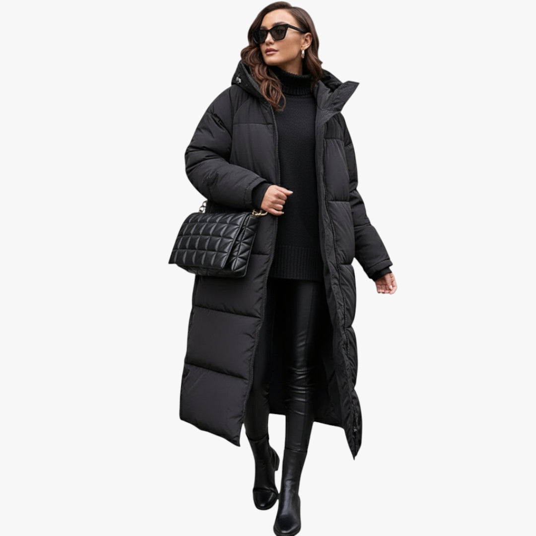Miles & Luna Long Puffer Winter Coat with Warm Insulation and Trendy Design for Women
