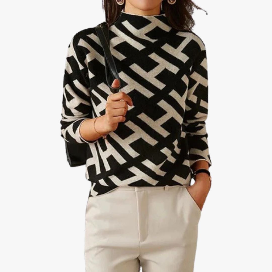 Miles & Luna Long Sleeve Geometric Knitted Top for Women