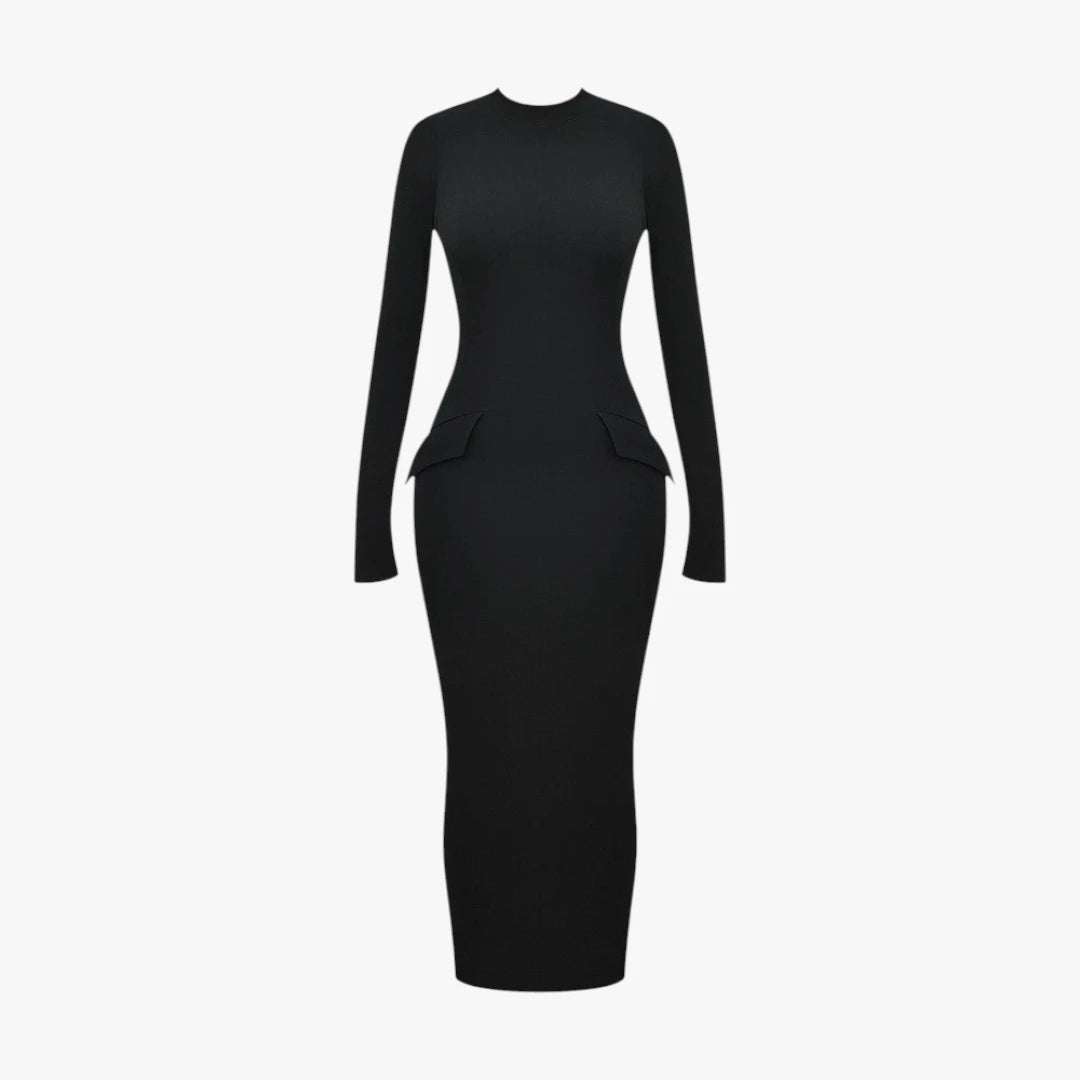 Miles & Luna Long Sleeve Maxi Dress with High Neckline for Women