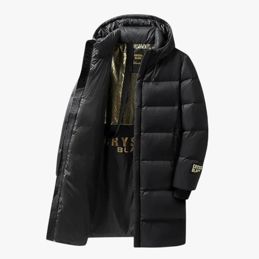 Miles & Luna Long Winter Jacket with Padded Warmth and Durable Stretch Fit for Men