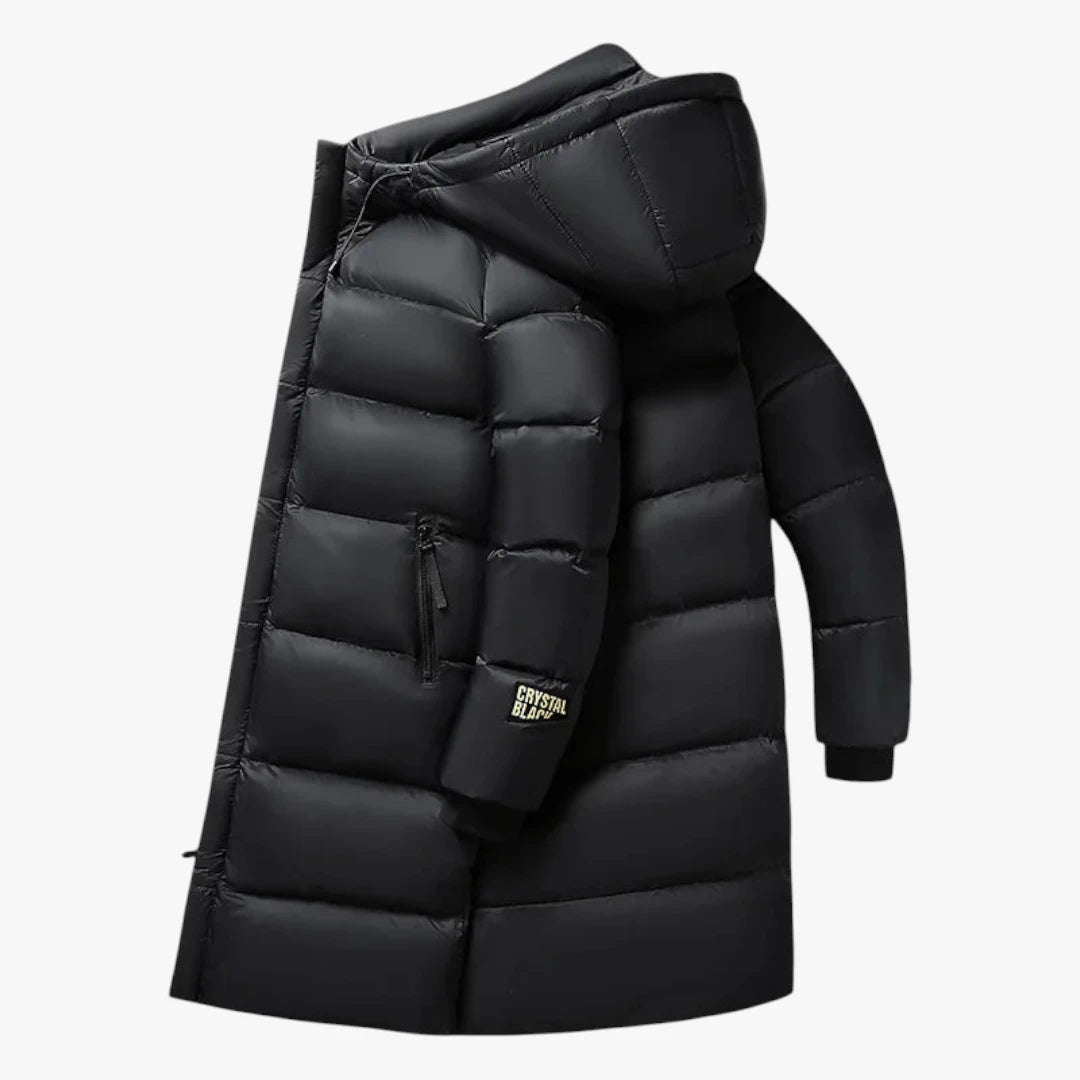 Miles & Luna Long Winter Jacket with Padded Warmth and Durable Stretch Fit for Men