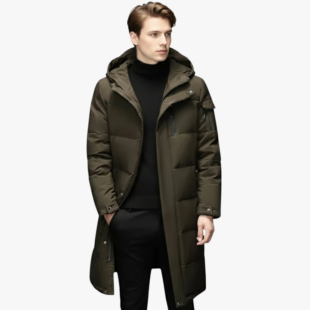 Miles & Luna Longline Hooded Puffer Jacket for Men