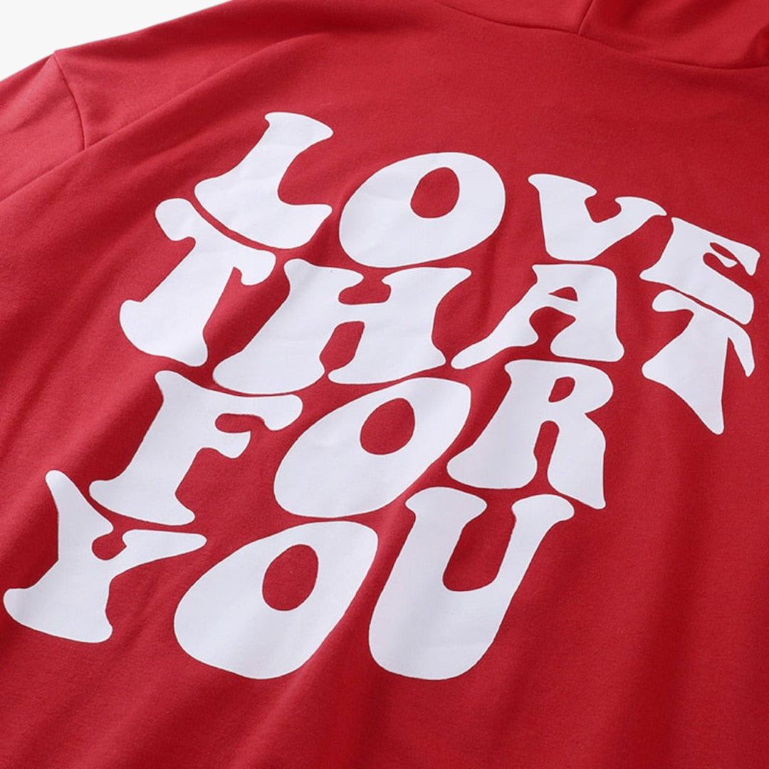 Miles & Luna Love That For You Oversized Sweatshirt Hoodie with Printed Back Text for Women