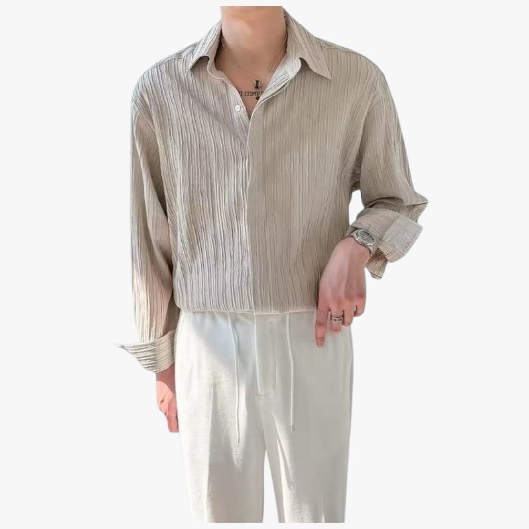 Miles & Luna | Men's Old Money Long-Sleeve Business Blouse– Loose Fit Elegance