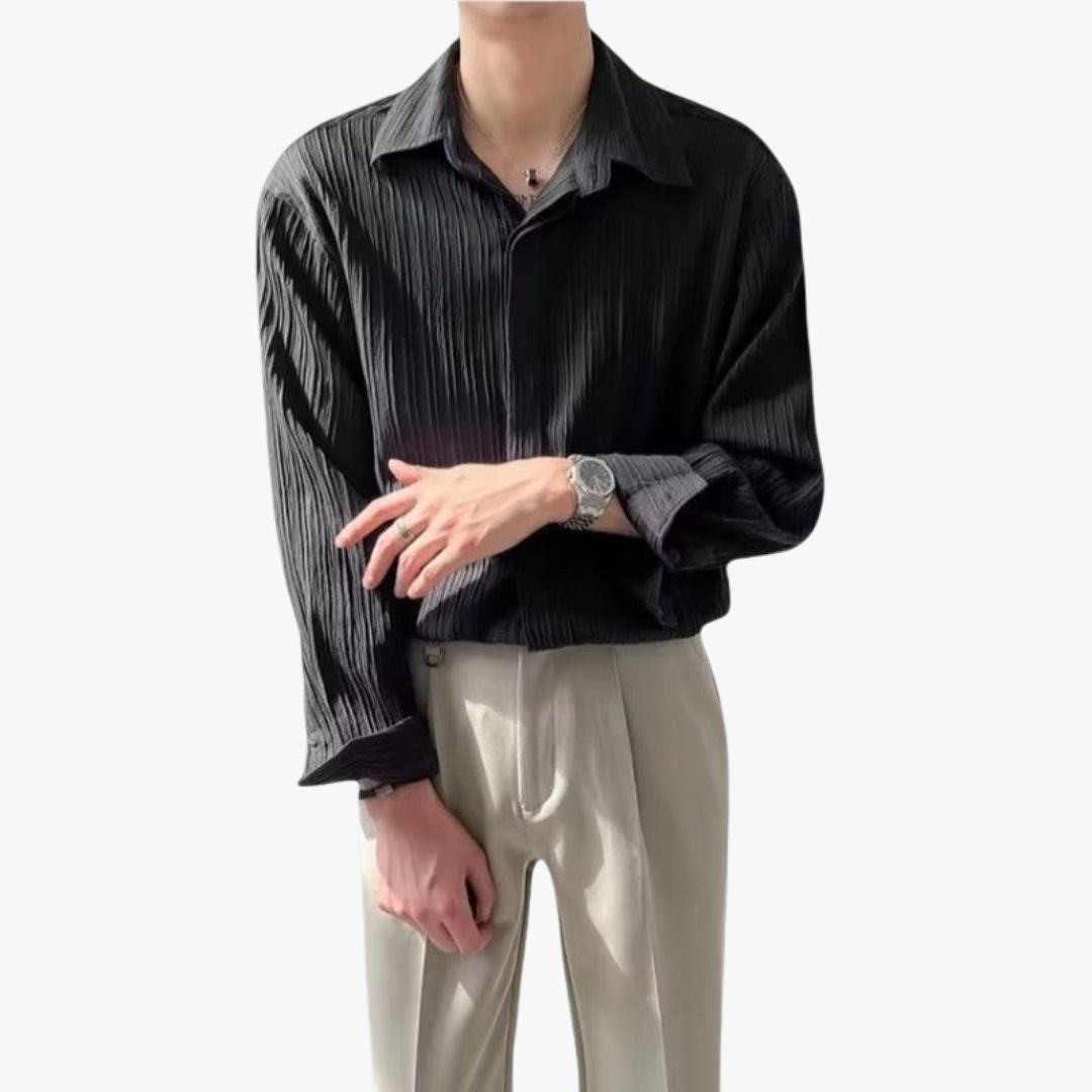 Miles & Luna | Men's Old Money Long-Sleeve Business Blouse– Loose Fit Elegance