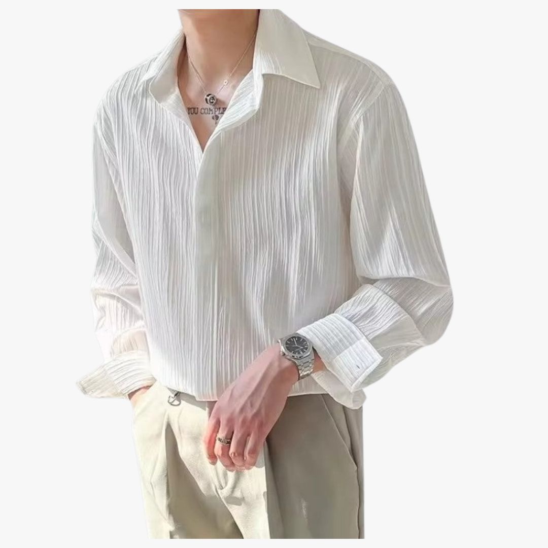 Miles & Luna | Men's Old Money Long-Sleeve Business Blouse– Loose Fit Elegance