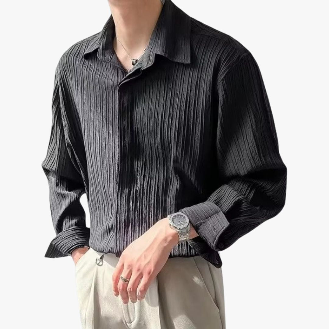 Miles & Luna | Men's Old Money Long-Sleeve Business Blouse– Loose Fit Elegance