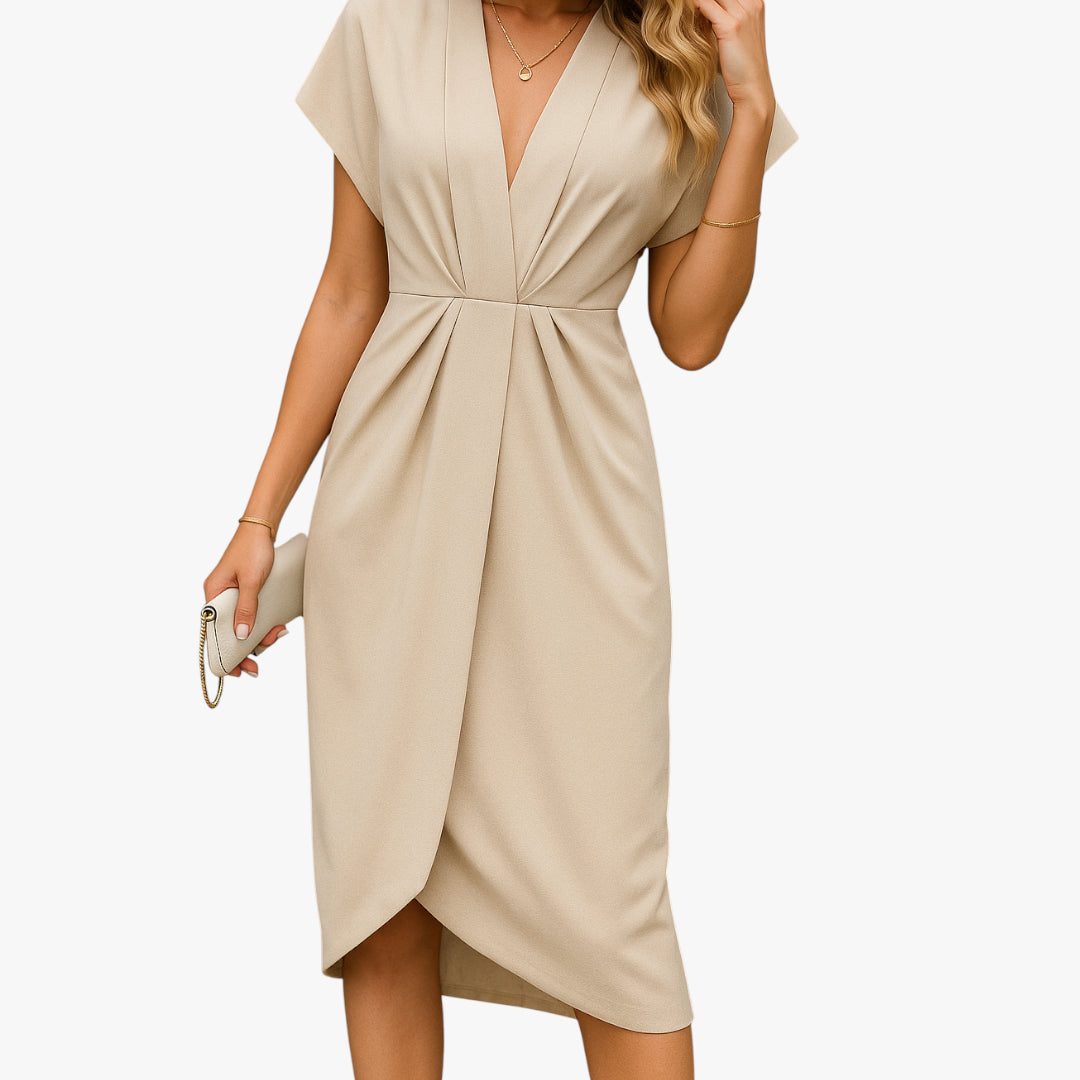 Miles & Luna Midi Wrap Dress with Elegant Flattering Fit for Women