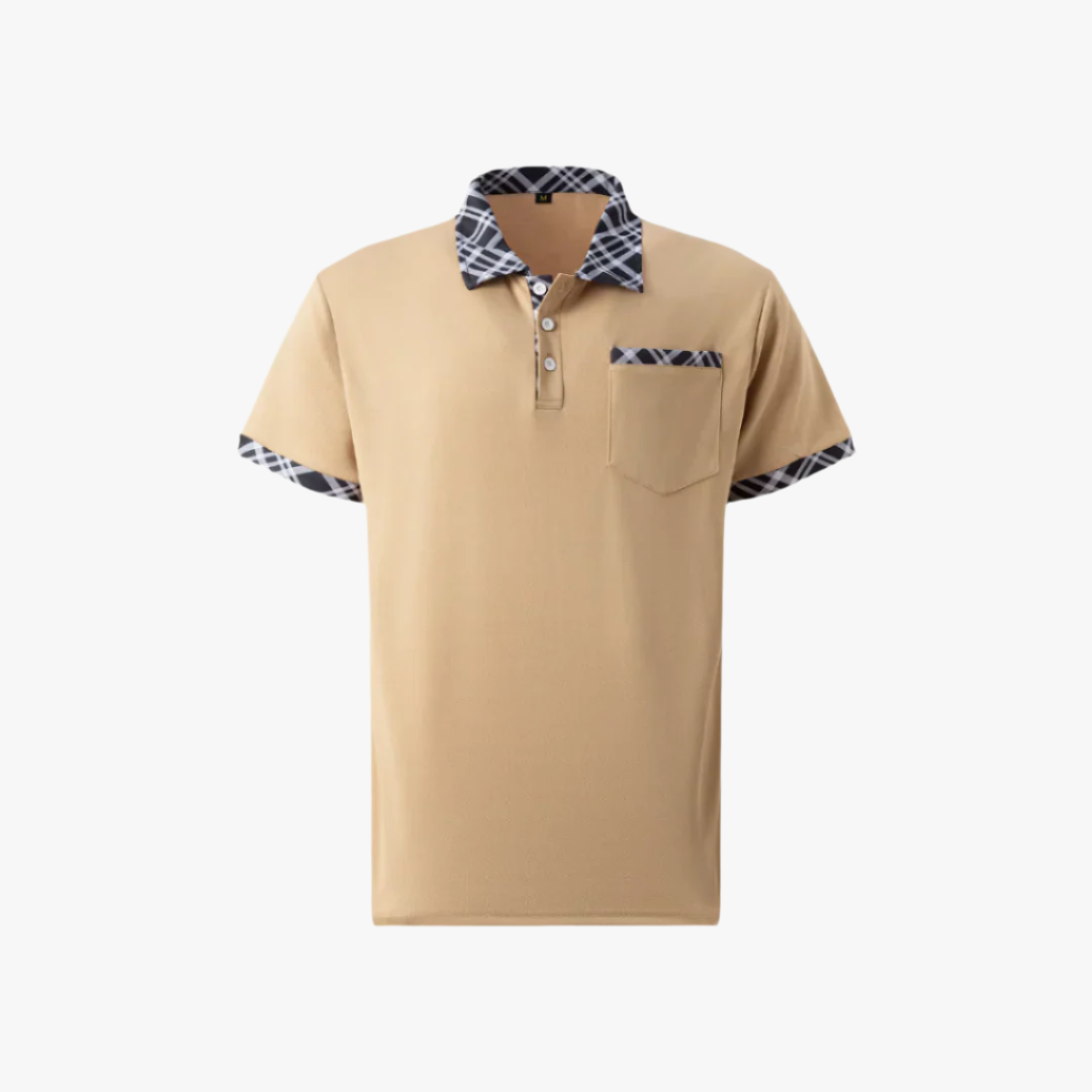Miles & Luna | Modern Polo Shirt – Men's Slim-Fit with Plaid Accents