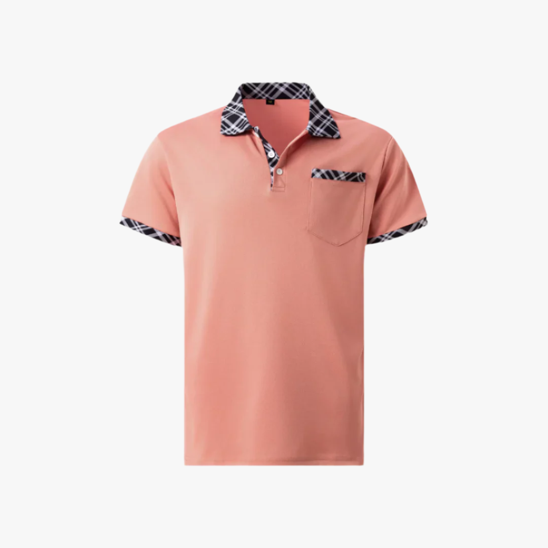 Miles & Luna | Modern Polo Shirt – Men's Slim-Fit with Plaid Accents