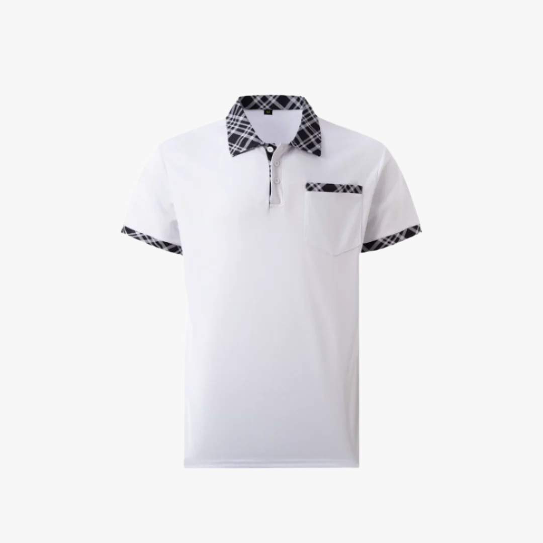 Miles & Luna | Modern Polo Shirt – Men's Slim-Fit with Plaid Accents