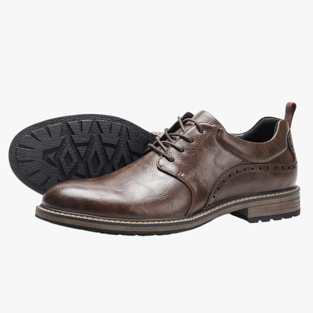 Miles & Luna Non-Slip Sole Leather Formal Shoes with Lace Up for Men