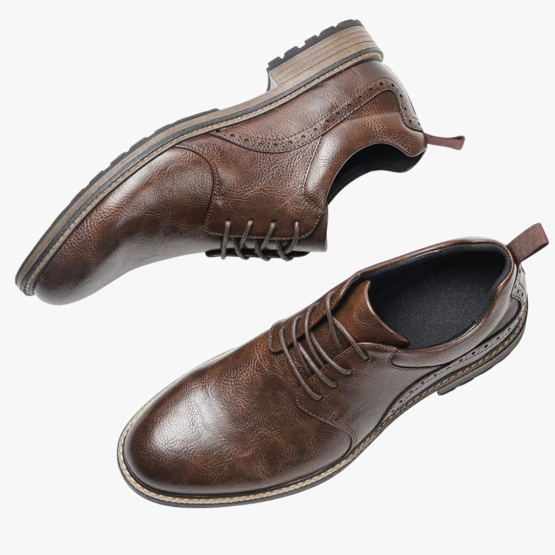 Miles & Luna Non-Slip Sole Leather Formal Shoes with Lace Up for Men