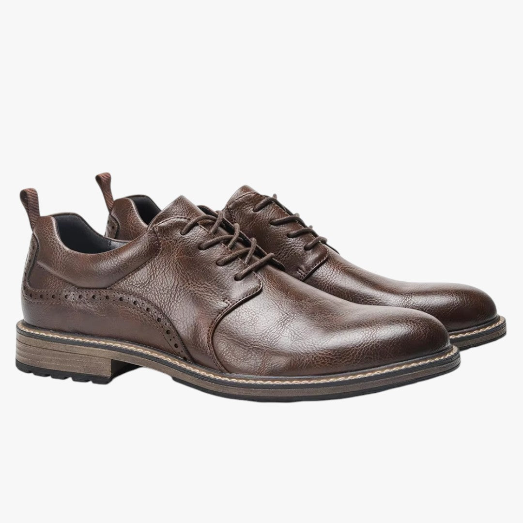 Miles & Luna Non-Slip Sole Leather Formal Shoes with Lace Up for Men