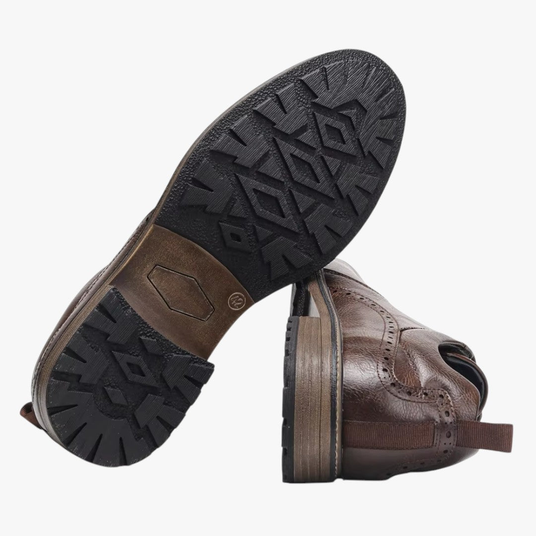 Miles & Luna Non-Slip Sole Leather Formal Shoes with Lace Up for Men