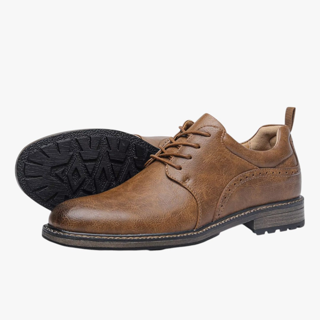 Miles & Luna Non-Slip Sole Leather Formal Shoes with Lace Up for Men