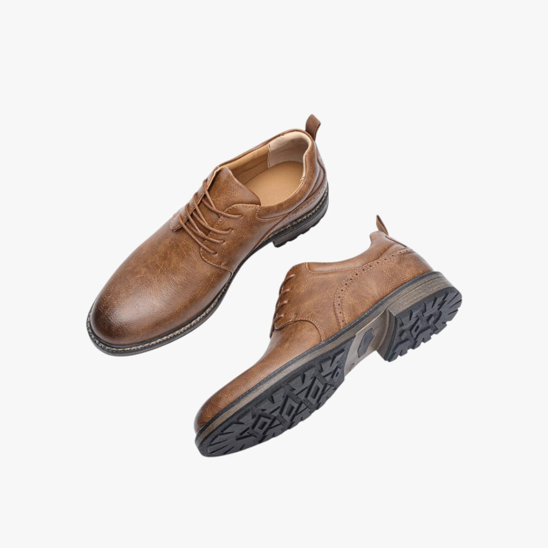 Miles & Luna Non-Slip Sole Leather Formal Shoes with Lace Up for Men