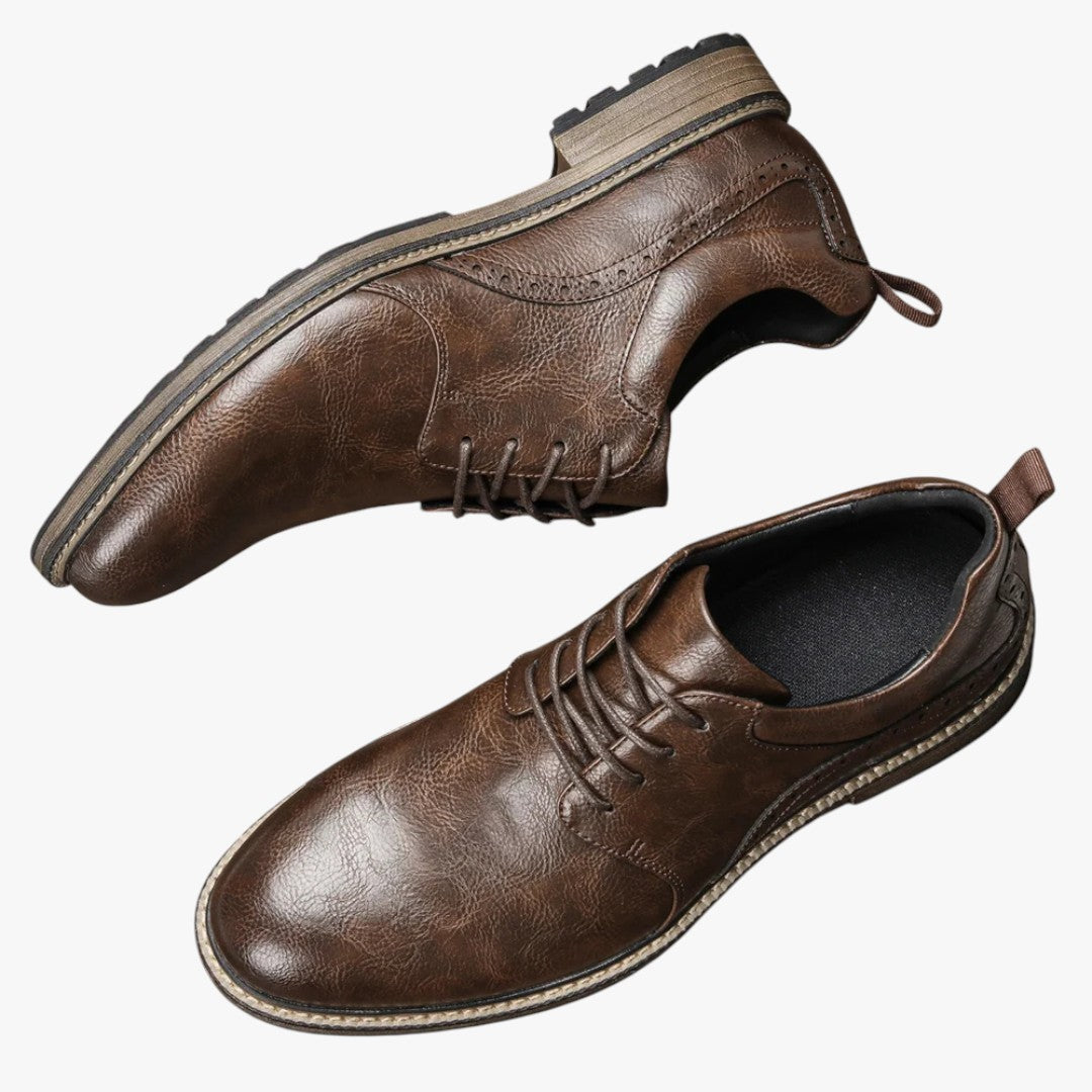 Miles & Luna Non-Slip Sole Leather Formal Shoes with Lace Up for Men
