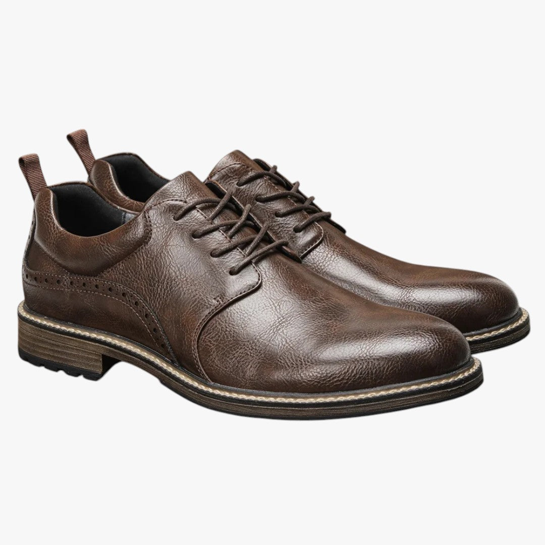 Miles & Luna Non-Slip Sole Leather Formal Shoes with Lace Up for Men